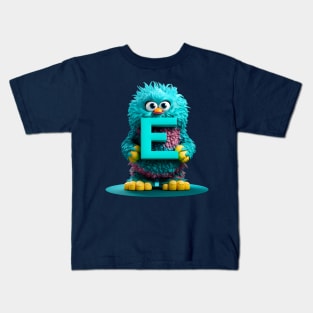 Cute Monster for Kids Alphabet Letter E Funny Back to School Kids T-Shirt